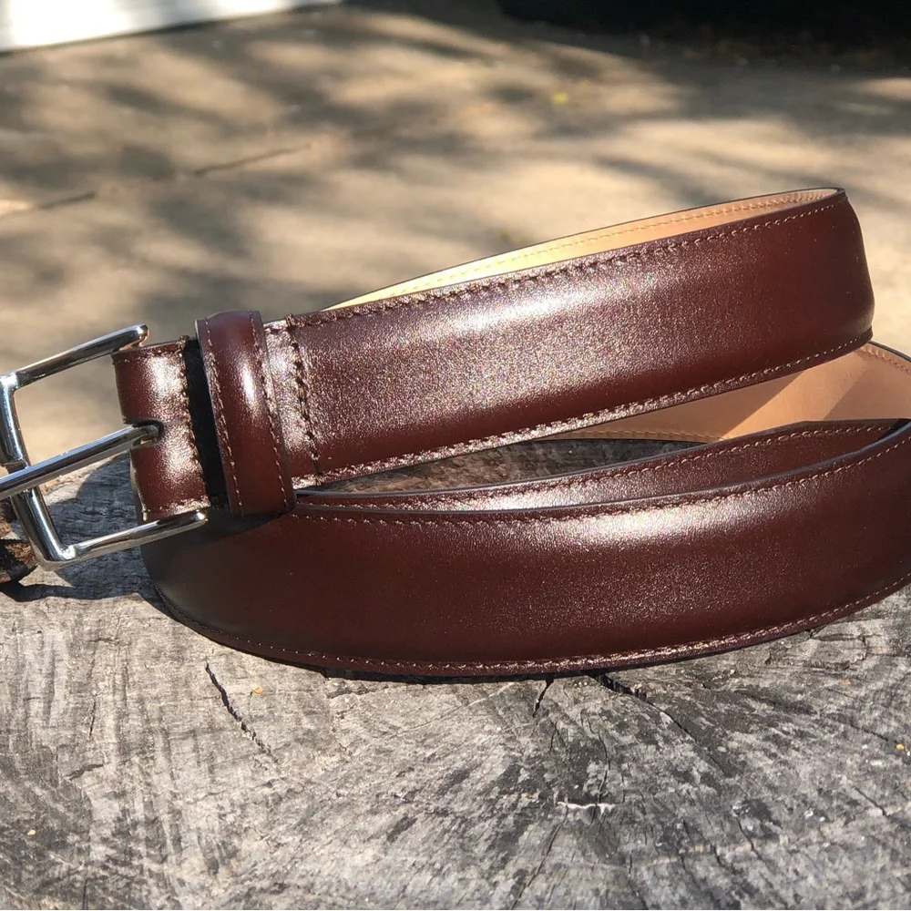 Men's Polished Brown Leather Belt - Classic Everyday Style NWOT